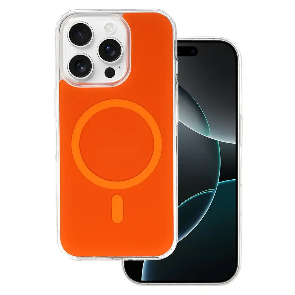 Glossy maciņš ar MagSafe atbalstu telefonam iPhone 16 Pro oranžs
