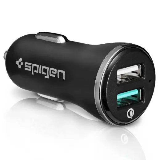 SPIGEN F27QC QC3.0 2-PORT CAR CHARGER BLACK