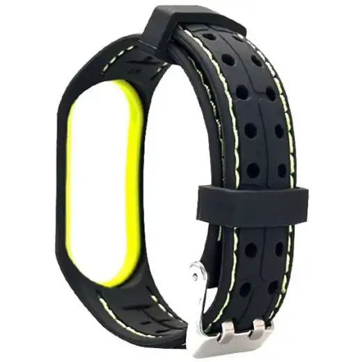 Beline viedpulksteņa siksniņa priekš Xiaomi Mi Band 3/4 | silikons | melna/laima