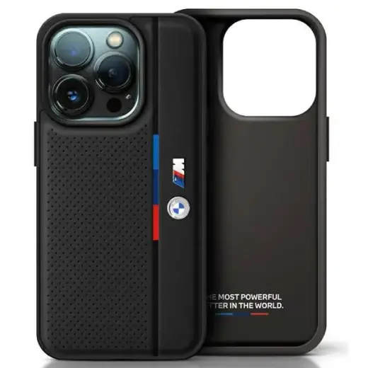 BMW BMHCP16L23PUPVK iPhone 16 Pro 6.3" czarny|black hardcase M Perforated Tricolor Detail Line