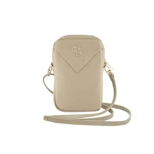 Guess PU Grained 4G Metal Logo Wallet Phone Bag Zipper Gold (Damaged Package)