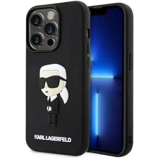 Karl Lagerfeld KLHCP14L3DRKINK iPhone 14 Pro 6.1" black|black hardcase Rubber Ikonik 3D