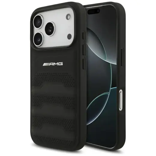 AMG Leather Debossed Lines telefoniümbris seadmele iPhone 17 Pro must
