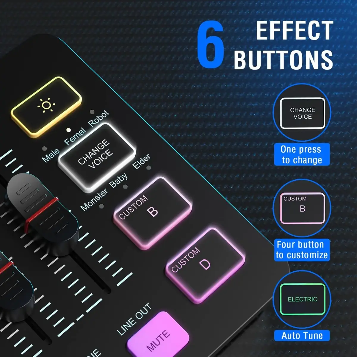 Fifine SC3 audio mikseris RGB | Straumēšana | XLR | 48V | Vokāls melns