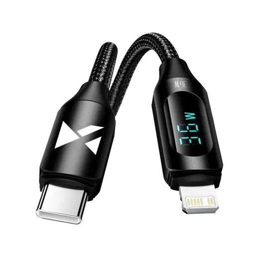 Wozinsky WUCLC2 data transfer and charging cable | USB-C to Lightning | 36W | with LED display | 2m | black