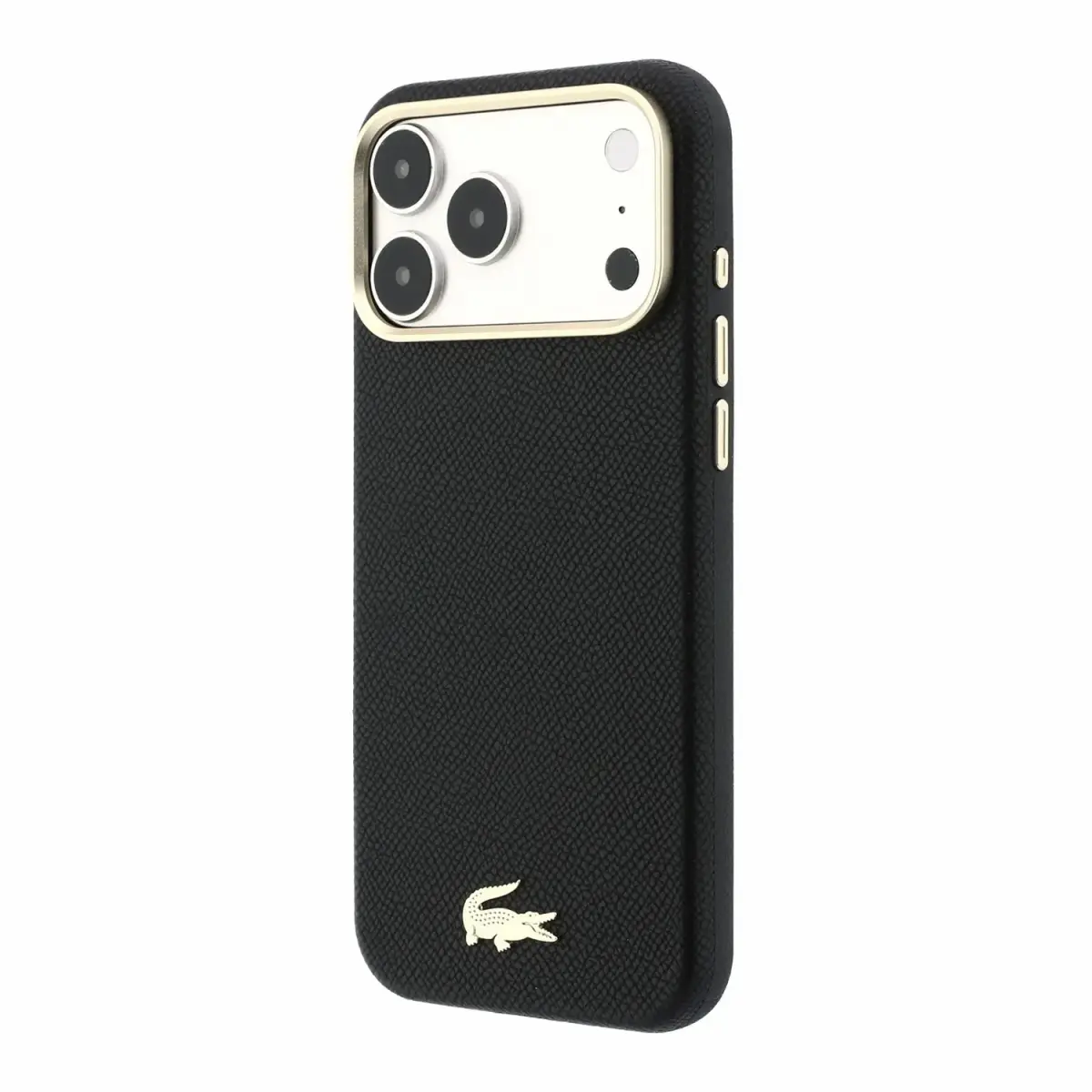 Lacoste Champs Elysees Gold Logo phone case with MagSafe support for iPhone 18 Pro black