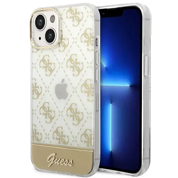 Guess GUHCP14SHG4MHG iPhone 14 | 15 | 136.1" gold hardcase 4G Pattern Script