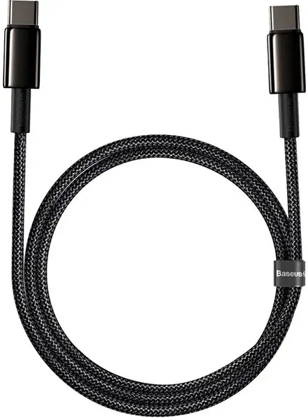 Baseus Tungsten Gold datu pārraides un uzlādes vads | USB-C uz USB-C | 100W | 1m | melns