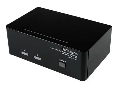 StarTech.com 2 Port KVM Switch - DVI and VGA w| Audio and USB 2.0 Hub - Dual Monitor | Display | Screen KVM Switch - DVI VGA (SV231DDVDUA) - KVM | audio | USB switch - 2 ports