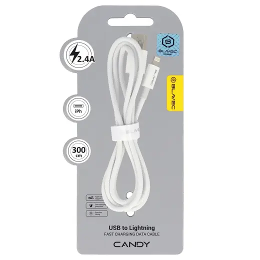 Blavec CCA-UL24W30 datu pārraides un uzlādes vads | USB-A uz Lightning | 12W | 3m | balts