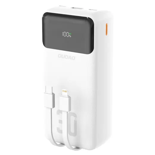 Dudao K15MAX ārējais akumulators (powerbank) | 30000 mAh | 22.5W | USB-C, Lightning, USB-A | balts