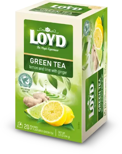 Zaļā tēja LOYD Lemon & Lime ar ingveru, 20x1,7 g