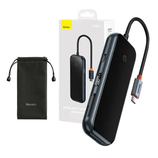 Hub 7in1 Baseus AcmeJoy Series USB-C to 2xUSB 3.0 + HDMI + USB 2.0 + USB-C PD + SD|TF (dark grey)