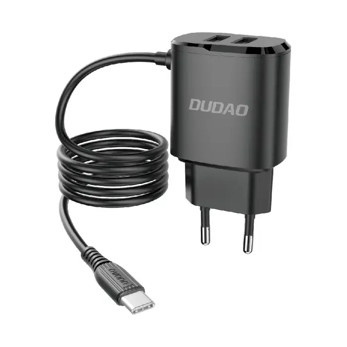 Dudao A2ProT charger 2 x USB | 12 W + cable USB-C (black)