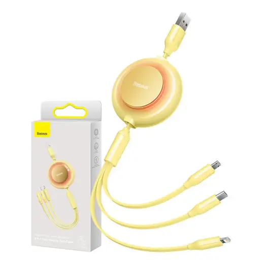 Baseus Bright Mirror 2 3-in-1 data transfer and charging cable | USB-A to Micro USB, USB-C, Lightning | 15W | 1.1m | yellow