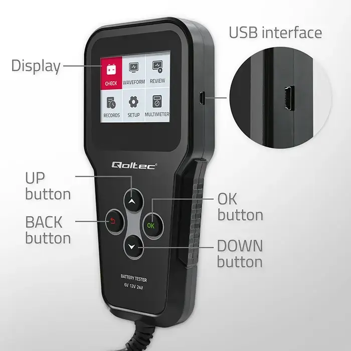 Digital battery analyzer tester 3in1 with LCD 6V