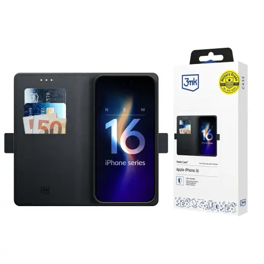 3mk Wallet Case for iPhone 17 - Black