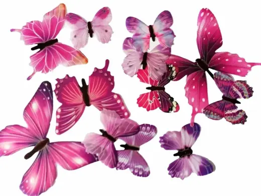 Fusion fluorescējošās uzlīmes guļamistabai "Butterfly" 12 gab (rozā)