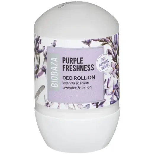 Biobaza, Purple Freshness, Natural Ingredients, Refreshing, Floral & Citrus, Deodorant Roll-On, For Women, 50 ml