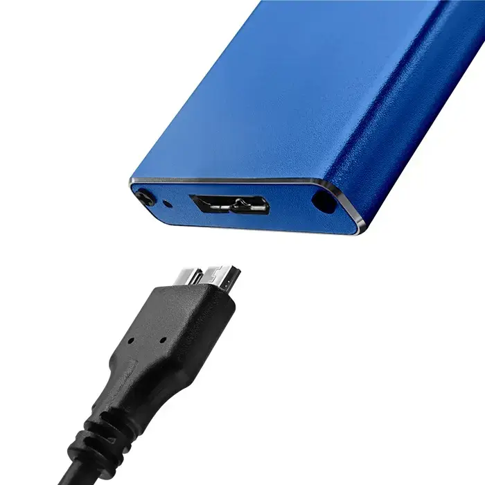 Qoltec Aluminium Enclosure | M.2 SSD drive | SATA | NGFF| USB 3.0 | Super speed 5Gb/s | 2TB | Blue