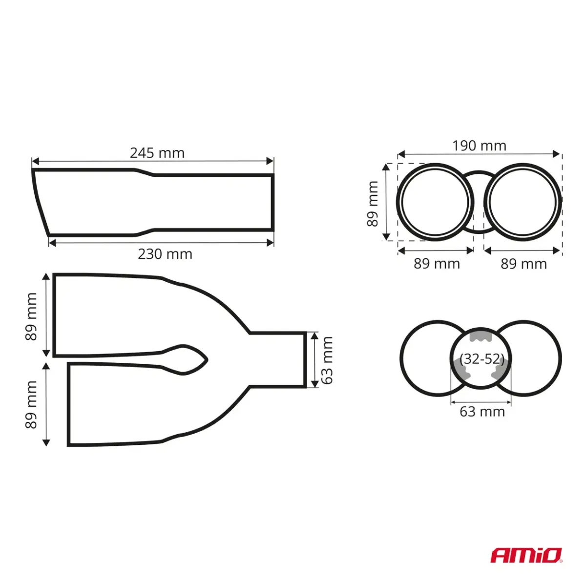 Exhaust silencer tip stainless steel carbon AMIO-04070