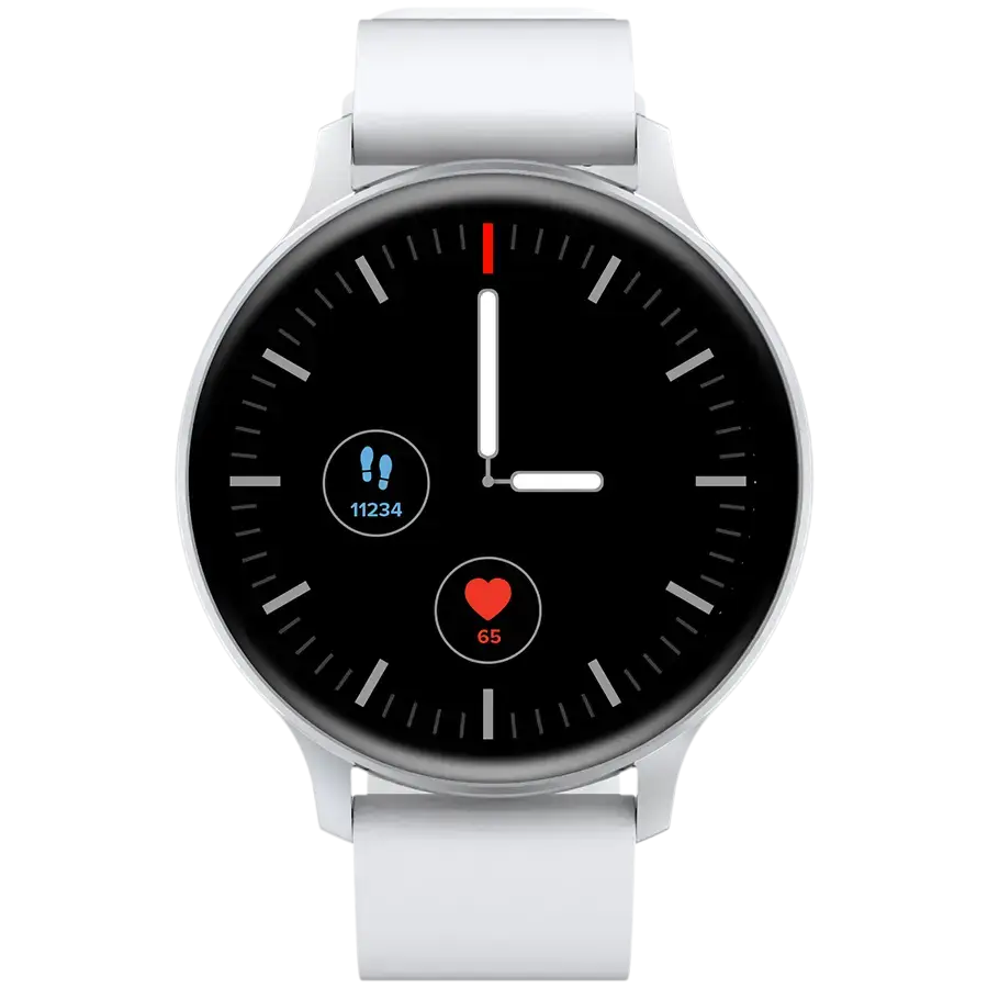 CANYON Badian SW-68, Smartwatch, Realtek 8762CK, 1.28''TFT 240x240px; RAM : 160KB,  Lithium-ion polymer battery, 3.7V 190mAh Include, Silver Zinc alloy middle frame + plastic bottom case+ white Silicone strap + silver strap buckle, 44.9x 10.9mm, strap: 20x220mm, 50.64g