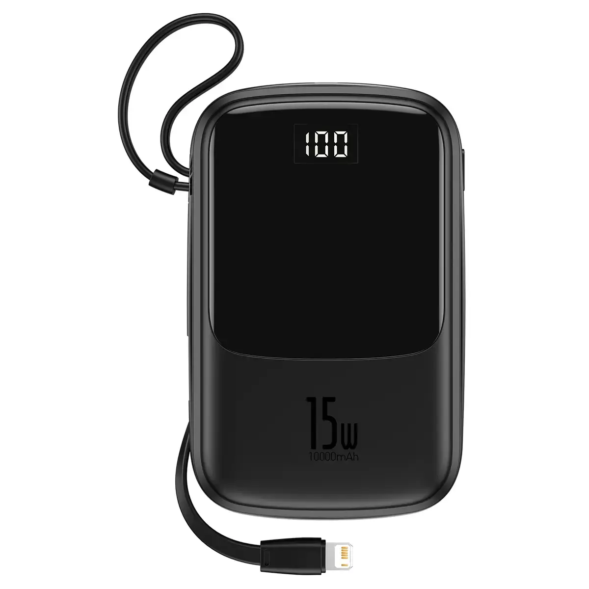 Baseus Q pow power bank 10000mAh 3A 15W 2x USB | USB Typ C + built in Lightning cable black (PPQD-B01)