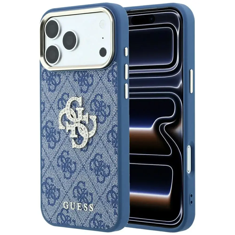 GUESS 4G AND Big Strass Logo phone case for iPhone 18 Pro Max | iPhone 17 Pro Max blue