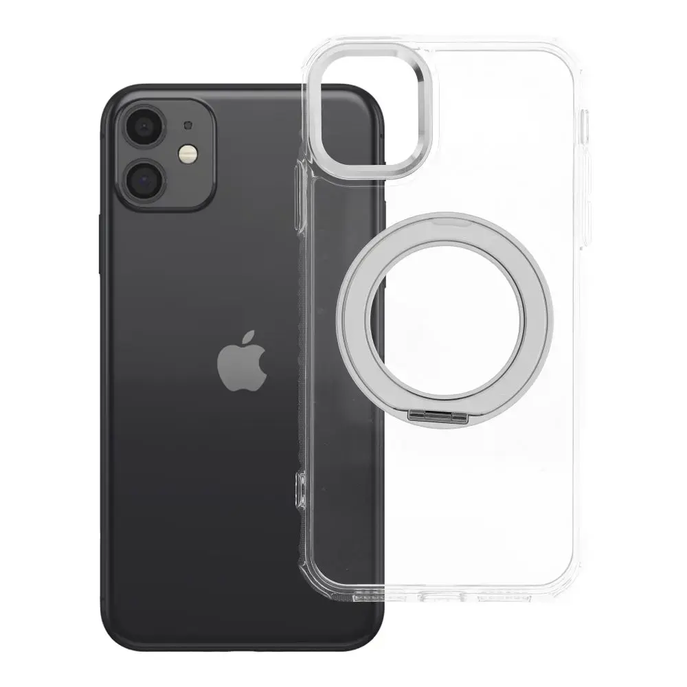 Case for iPhone 11 Frame Circle Stand compatible with MagSafe transparent