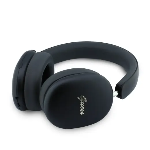 Guess Metallic Finish Gold Script Logo ENC Wireless Headphone Black