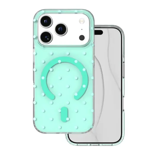 Bubble Dots Mag telefoni ümbris MagSafe toega iPhone 17 Pro | iPhone 18 Pro roheline
