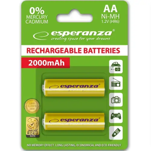 Esperanza EZA103Y PRECHARGED HR6 2000MAH ALWAYS READY BLISTERA IEPAKOJUMĀ 2GB.