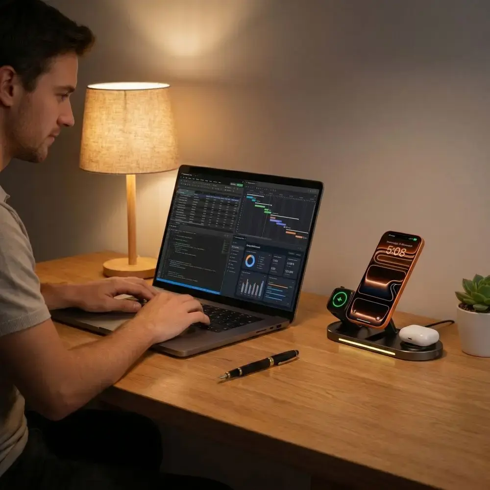 Tech-Protect A51 ArcticBoost 3-in-1 bezvadu lādētājs | Qi 2.2 | Saderīgs ar MagSafe | 25W | melns