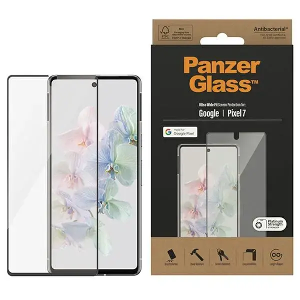 PanzerGlass Ultra-Wide Fit Pixel 7 Screen Protection Antibacterial czarny|black 4772