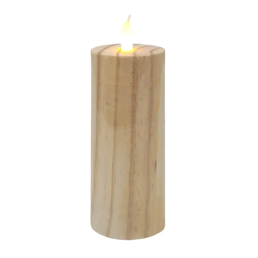Dekors Svece LED 6x15cm, koka efektu