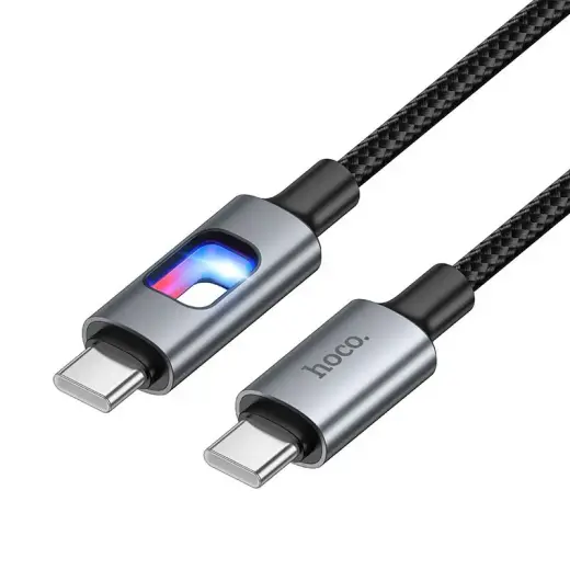 HOCO U144 andmeedastus- ja laadimiskaabel | USB-C kuni USB-C | 60W | LED ekraaniga | 1.2m | must