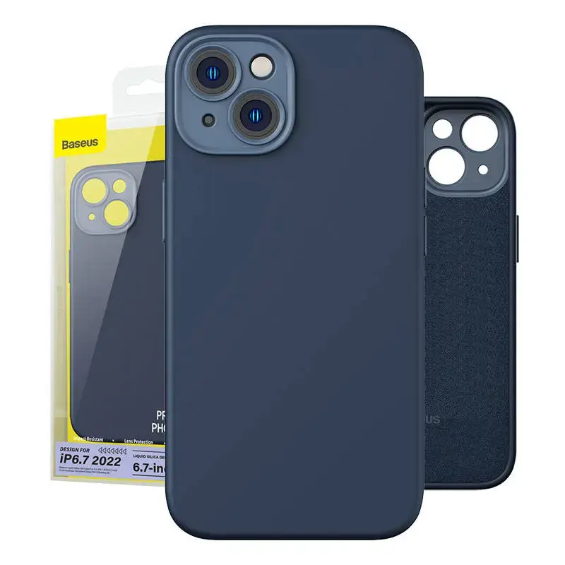 Baseus Liquid Silica Case and Tempered Glass set for iPhone 14 Plus (blue)
