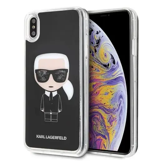 Karl Lagerfeld Iconic с блестками чехол для телефона для iPhone Xs Max черный
