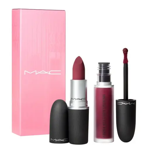 Like Mother Set MAC: , Matte, Cream Lipstick, 1987300, Burning Love, 3 g + , Liquid Lipstick, 983, Burning Love, 5 ml