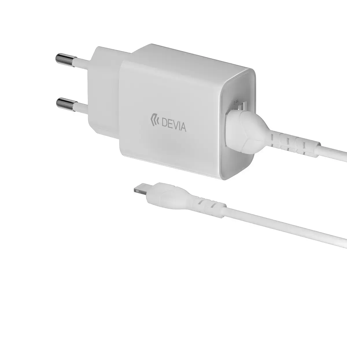 Devia Smart kelioninis įkroviklis | 12W | USB-A | su USB-A į Lightning laidu komplekte | baltas