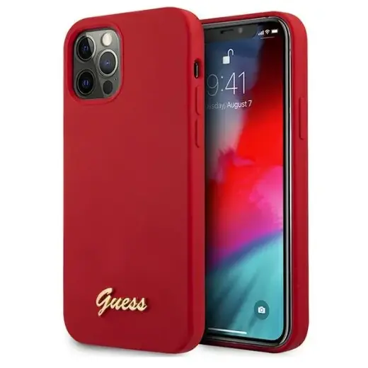 Guess GUHCP12LLSLMGRE iPhone 12 Pro Max 6,7" czerwony|red hardcase Metal Logo Script