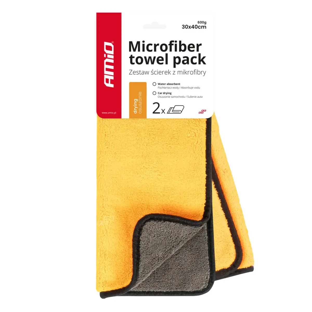 Microfiber drying towel pack 30x40cm 600g AMIO-03752