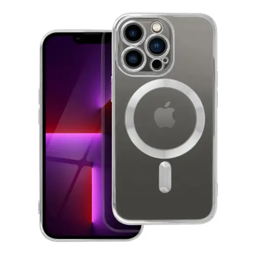 Electro Mag telefono dėklas su MagSafe palaikymu iPhone 13 Pro sidabrinis