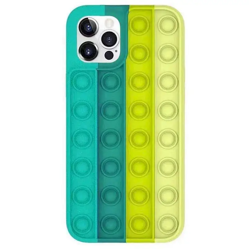 Fusion Pop it silikona aizsargapvalks Apple iPhone 12 Pro Max dzeltens - zaļš
