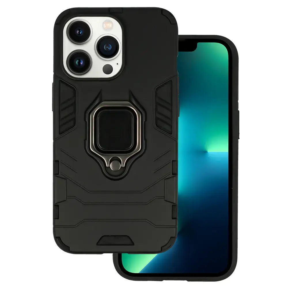 Ring Armor maciņš ar statīvu telefonam iPhone 13 Pro Max melns