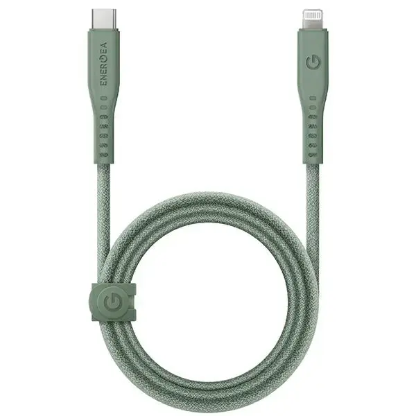 ENERGEA Flow data transfer and charging cable | MFI | USB-C to Lightning | 60W | 1.5m | green