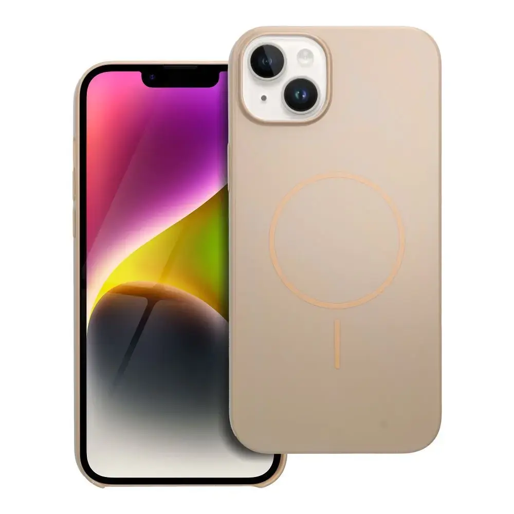 Glossy Mag maciņš ar MagSafe atbalstu telefonam iPhone 14 Plus bēšs