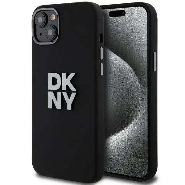 DKNY DKHCP15SSMCBSK Liquid Silicone Metal Logo maciņš telefonam iPhone 15 | iPhone 14 | iPhone 13 melns