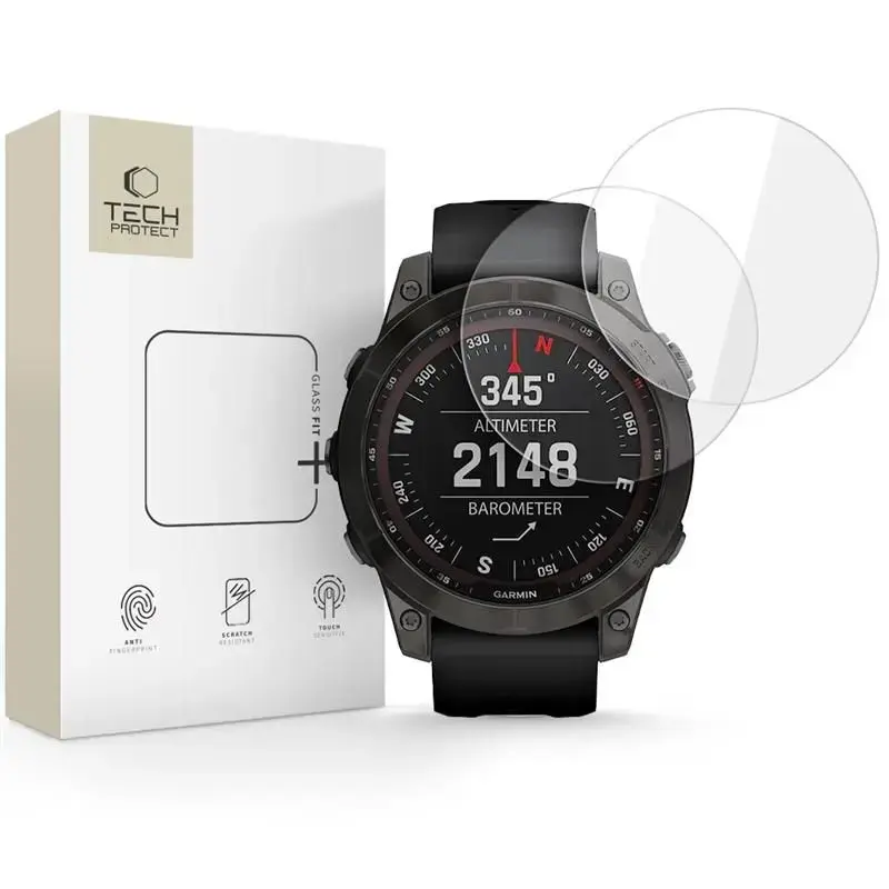 SZKŁO HARTOWANE TECH-PROTECT GLASS FIT+ 2-PACK GARMIN FENIX 7 | 7 PRO CLEAR