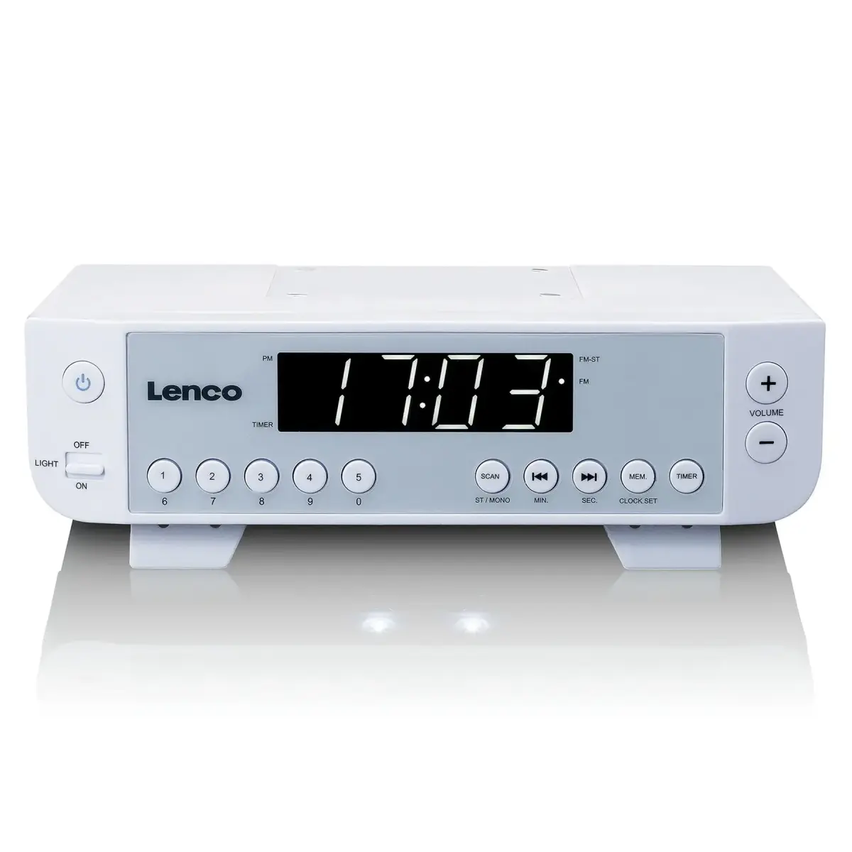 Lenco radio ar LED apgaismojumu un taimeri, balts